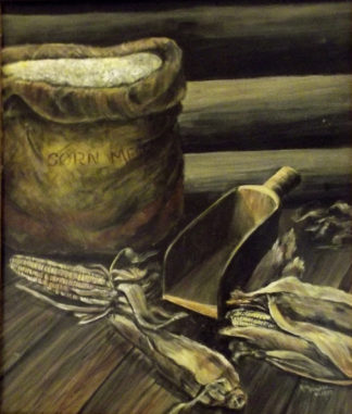 Painting of a bag of cornmeal