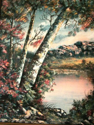 Painting of trees by the river
