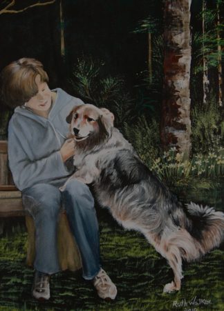 Painting of a lady with her dog
