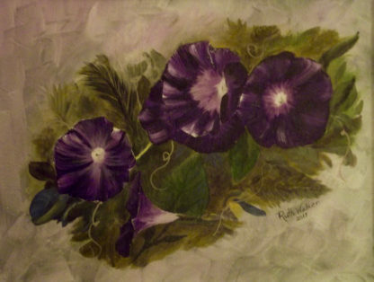 Painting of several morning glory flowers