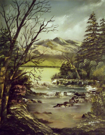 Painting of a mountain stream