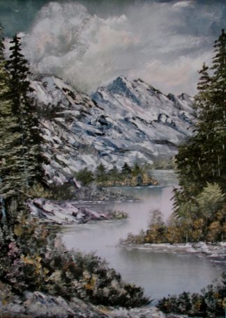 Painting of a mountain river