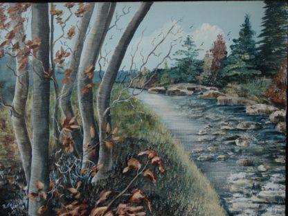 Painting of a rocky stream