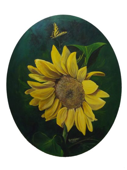 Sunflower painting with a round border