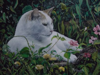 Painting of a white can lying on the ground